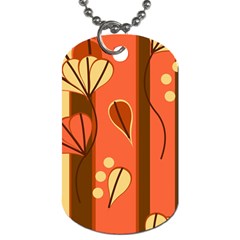 Amber Yellow Stripes Leaves Floral Dog Tag (two Sides) by danenraven