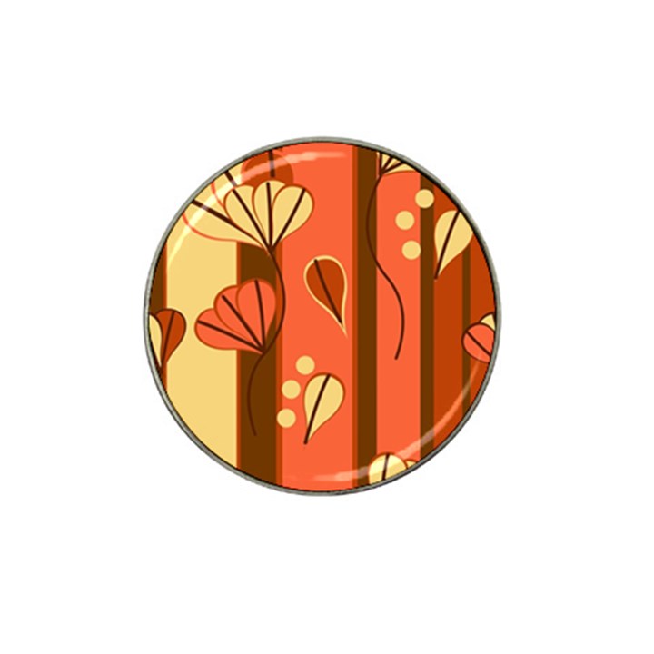 Amber Yellow Stripes Leaves Floral Hat Clip Ball Marker (4 pack)