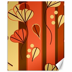 Amber Yellow Stripes Leaves Floral Canvas 16  X 20  by danenraven