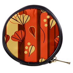 Amber Yellow Stripes Leaves Floral Mini Makeup Bag by danenraven