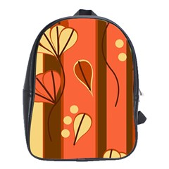 Amber Yellow Stripes Leaves Floral School Bag (xl) by danenraven