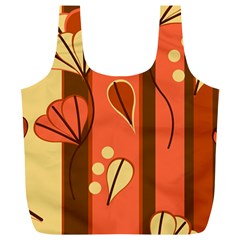 Amber Yellow Stripes Leaves Floral Full Print Recycle Bag (xl) by danenraven