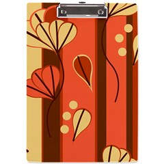 Amber Yellow Stripes Leaves Floral A4 Acrylic Clipboard by danenraven