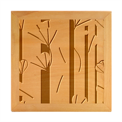 Amber Yellow Stripes Leaves Floral Wood Photo Frame Cube by danenraven