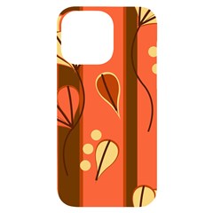 Amber Yellow Stripes Leaves Floral Iphone 14 Pro Max Black Uv Print Case by danenraven