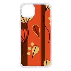 Amber Yellow Stripes Leaves Floral Iphone 14 Plus Tpu Uv Print Case by danenraven