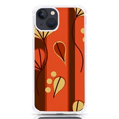 Amber Yellow Stripes Leaves Floral Iphone 13 Tpu Uv Print Case by danenraven