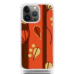 Amber Yellow Stripes Leaves Floral Iphone 13 Pro Tpu Uv Print Case by danenraven