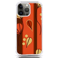 Amber Yellow Stripes Leaves Floral Iphone 13 Pro Max Tpu Uv Print Case by danenraven