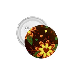 Floral Hearts Brown Green Retro 1 75  Buttons by danenraven