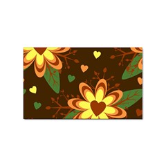 Floral Hearts Brown Green Retro Sticker Rectangular (100 Pack) by danenraven