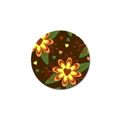 Floral Hearts Brown Green Retro Golf Ball Marker by danenraven