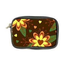 Floral Hearts Brown Green Retro Coin Purse by danenraven