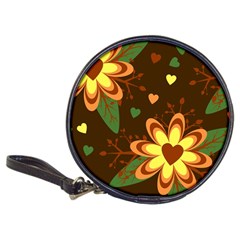 Floral Hearts Brown Green Retro Classic 20-cd Wallets by danenraven