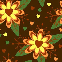 Floral Hearts Brown Green Retro Play Mat (square)