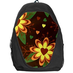 Floral Hearts Brown Green Retro Backpack Bag by danenraven