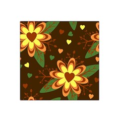 Floral Hearts Brown Green Retro Satin Bandana Scarf 22  X 22  by danenraven