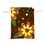 Floral Hearts Brown Green Retro Lightweight Drawstring Pouch (M) Front