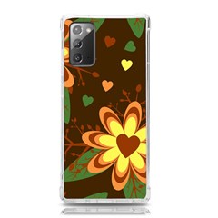 Floral Hearts Brown Green Retro Samsung Galaxy Note 20 Tpu Uv Case by danenraven