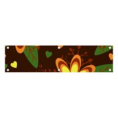 Floral Hearts Brown Green Retro Banner And Sign 4  X 1  by danenraven