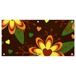 Floral Hearts Brown Green Retro Banner and Sign 4  x 2  Front