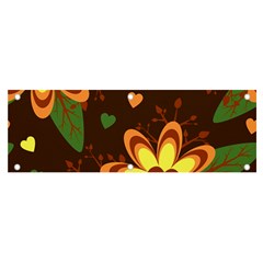 Floral Hearts Brown Green Retro Banner And Sign 6  X 2  by danenraven