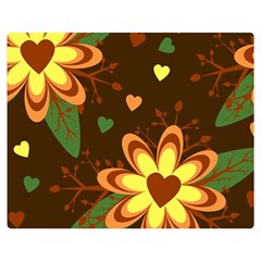 Floral Hearts Brown Green Retro Premium Plush Fleece Blanket (medium) by danenraven