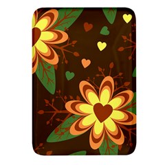 Floral Hearts Brown Green Retro Rectangular Glass Fridge Magnet (4 Pack) by danenraven