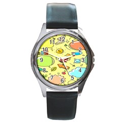 Cute Sketch Child Graphic Funny Round Metal Watch by danenraven