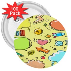 Cute Sketch Child Graphic Funny 3  Buttons (100 Pack)  by danenraven