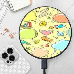 Cute Sketch Child Graphic Funny Wireless Fast Charger(black) by danenraven