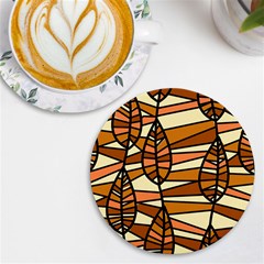 Autumn Leaf Mosaic Seamless Uv Print Round Tile Coaster by danenraven