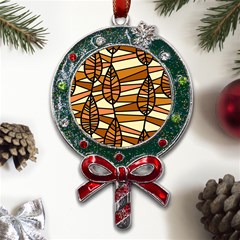 Autumn Leaf Mosaic Seamless Metal X mas Lollipop With Crystal Ornament by danenraven