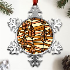 Autumn Leaf Mosaic Seamless Metal Small Snowflake Ornament by danenraven