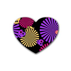 Seamless Halloween Day Of The Dead Rubber Heart Coaster (4 Pack) by danenraven