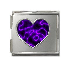 Purple Pattern Background Structure Mega Link Heart Italian Charm (18mm) by danenraven