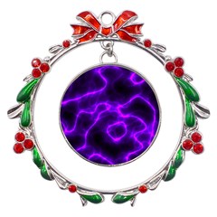 Purple Pattern Background Structure Metal X mas Wreath Ribbon Ornament by danenraven