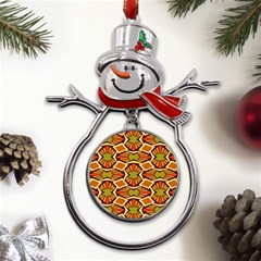 Geometry Shape Retro Trendy Symbol Metal Snowman Ornament