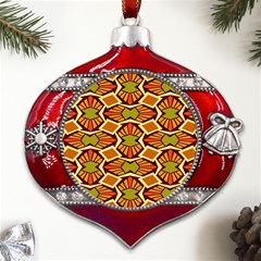 Geometry Shape Retro Trendy Symbol Metal Snowflake And Bell Red Ornament