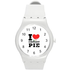 I Love Cherry Pie Round Plastic Sport Watch (m) by ilovewhateva