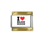 I love blue moon Gold Trim Italian Charm (9mm) Front