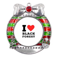 I Love Black Forest Metal X mas Ribbon With Red Crystal Round Ornament by ilovewhateva