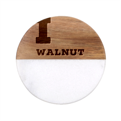 I love walnut Classic Marble Wood Coaster (Round) 