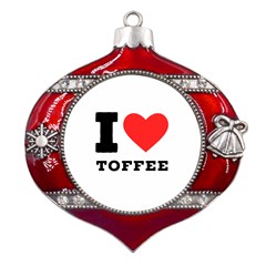 I Love Toffee Metal Snowflake And Bell Red Ornament by ilovewhateva