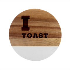 I Love Toast Marble Wood Coaster (round) by ilovewhateva