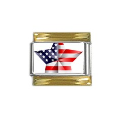 United States Of America Flag Of The United States Independence Day Gold Trim Italian Charm (9mm) by danenraven