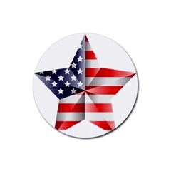 United States Of America Flag Of The United States Independence Day Rubber Round Coaster (4 Pack) by danenraven