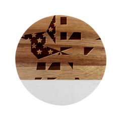 United States Of America Flag Of The United States Independence Day Marble Wood Coaster (round) by danenraven