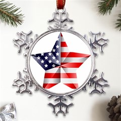 United States Of America Flag Of The United States Independence Day Metal Large Snowflake Ornament by danenraven