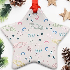 Spaceship Pattern Star Star Ornament (two Sides) by danenraven